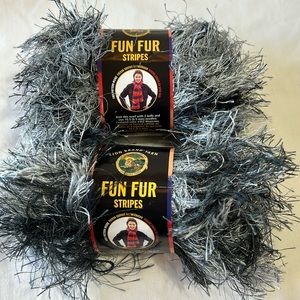 New Lion Brand Fun Fur Stripes Eyelash 2 Skeins